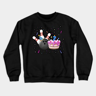 Bowling 7th Birthday Bday Party Kids 7 years Old Bowler Crewneck Sweatshirt